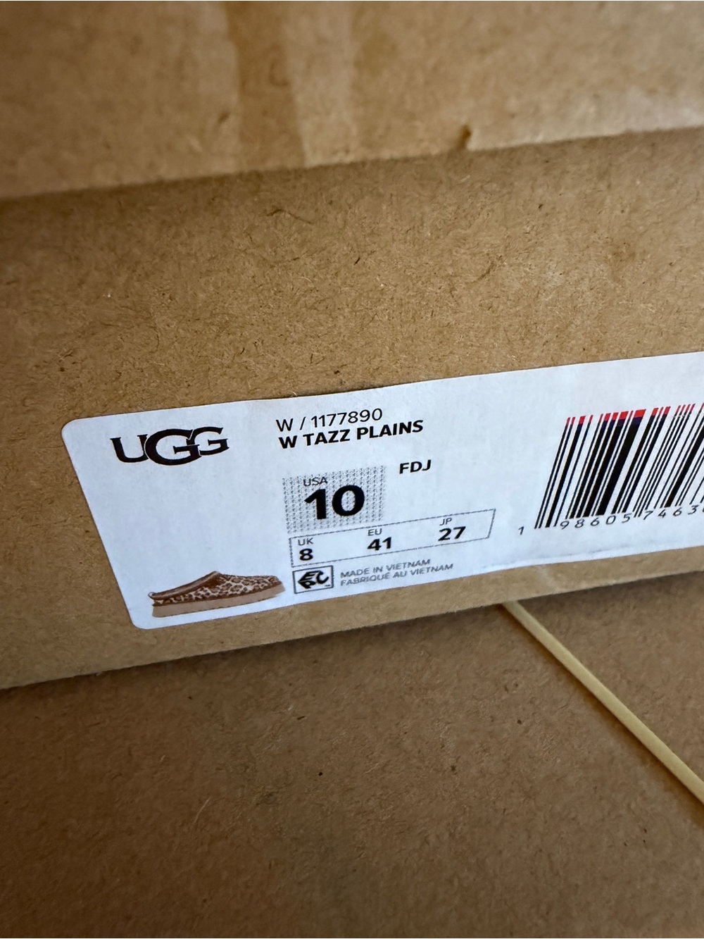 UGG Tazz Plains Leopard Print Slippers Felicity Leopard Jasmine Size 8 / 10 NEW - Picture 16 of 16